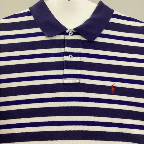 Ralph Lauren Men's Navy and White Striped Polo Shirt Size XL - Picture 5 of 10
